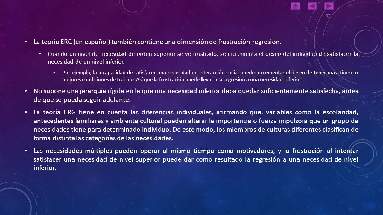 La teoría ERC (en español) también contiene una dimensión de frustración-regresión.