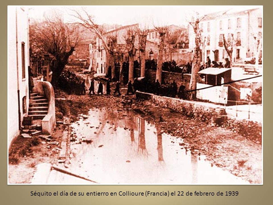 Séquito el día de su entierro en Collioure (Francia) el 22 de febrero de 1939