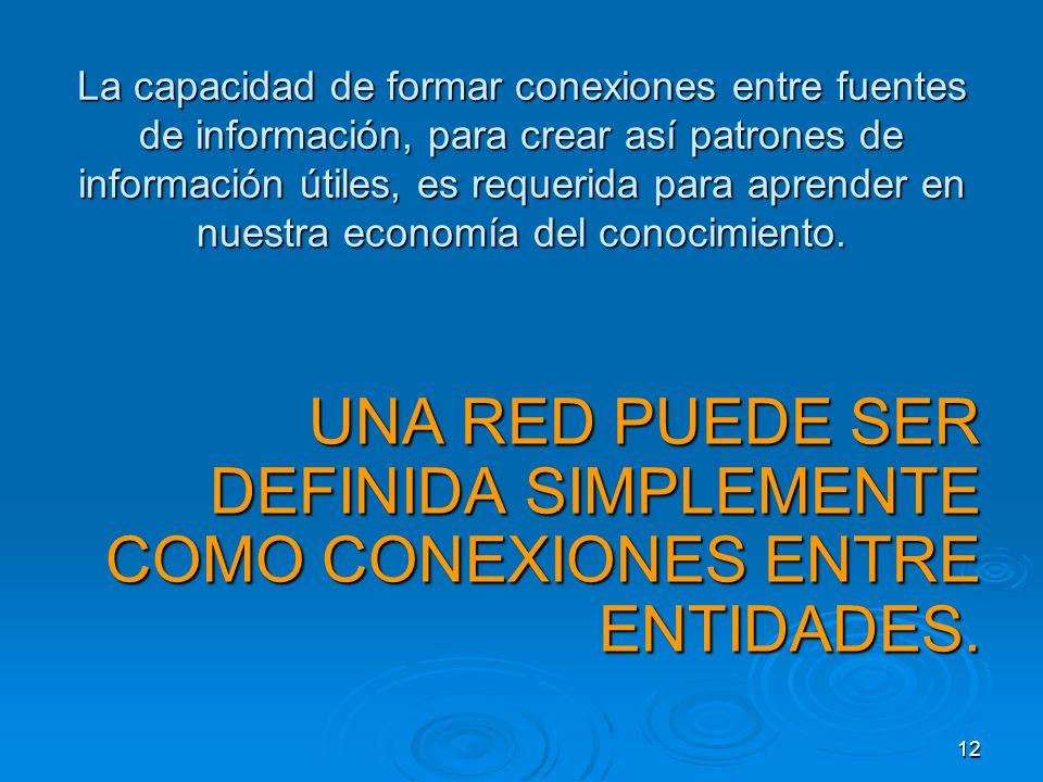 La capacidad de formar conexiones entre fuentes de información, para crear así patrones de información útiles, es requerida para aprender en nuestra economía del conocimiento.