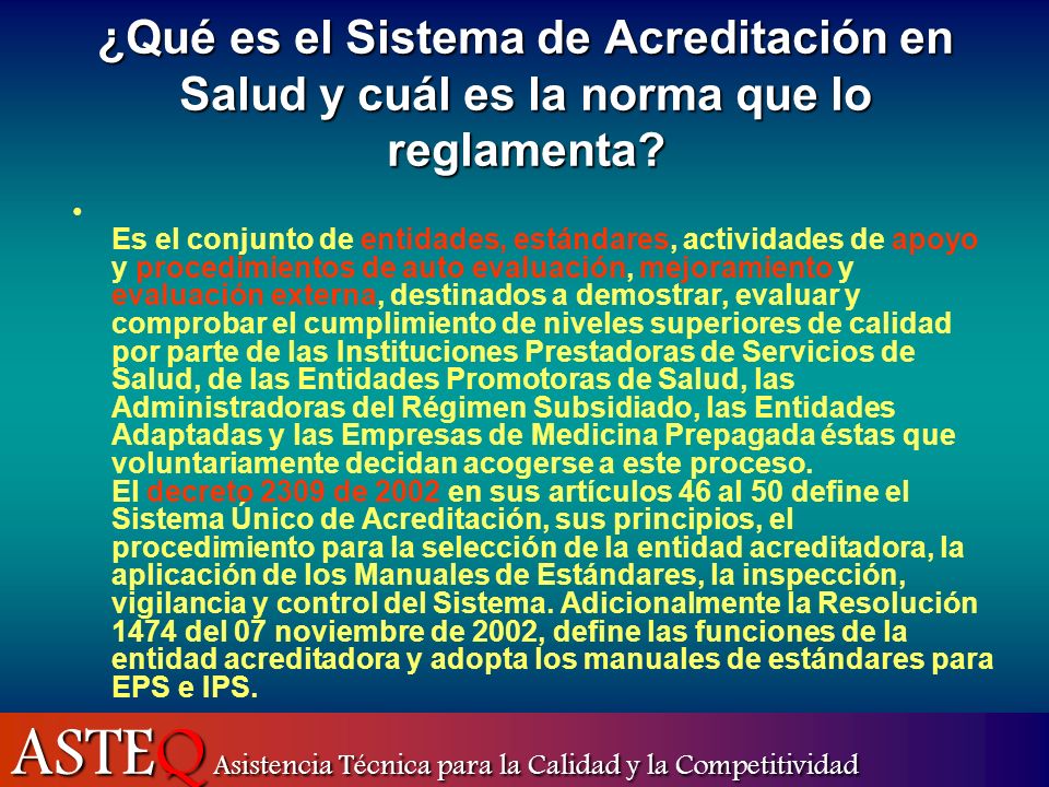 ¿Qué es el Sistema de Acreditación en Salud y cuál es la norma que lo reglamenta