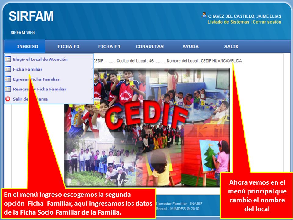 Ahora vemos en el menú principal que cambio el nombre del local