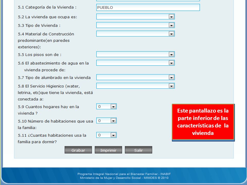 Este pantallazo es la parte inferior de las características de la vivienda