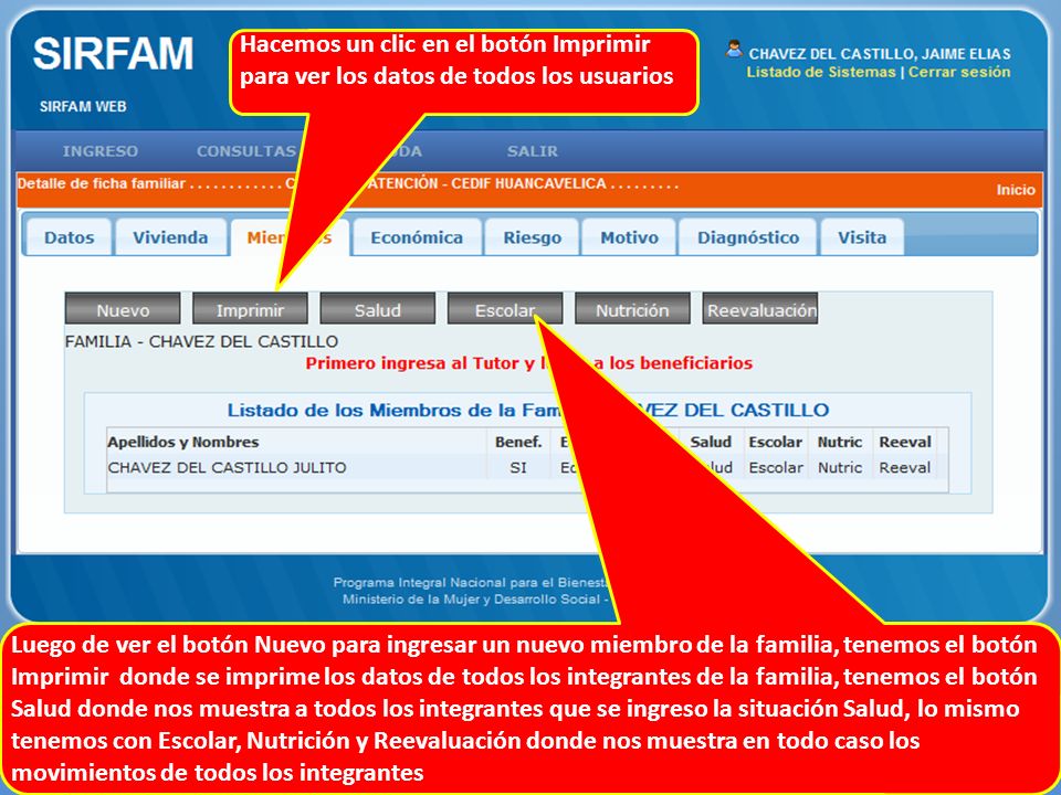 Hacemos un clic en el botón Imprimir para ver los datos de todos los usuarios
