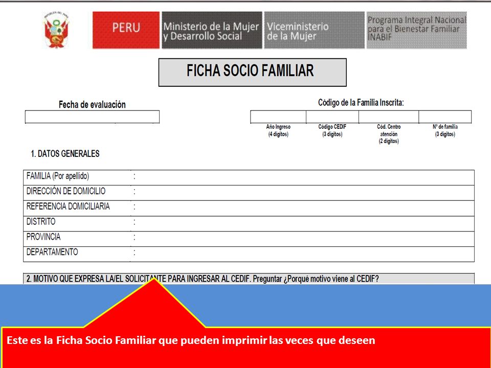 Este es la Ficha Socio Familiar que pueden imprimir las veces que deseen