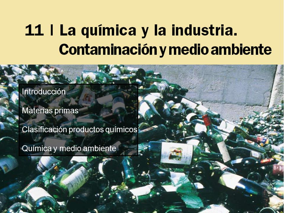 Introducción Materias primas Clasificación productos químicos Química y medio ambiente
