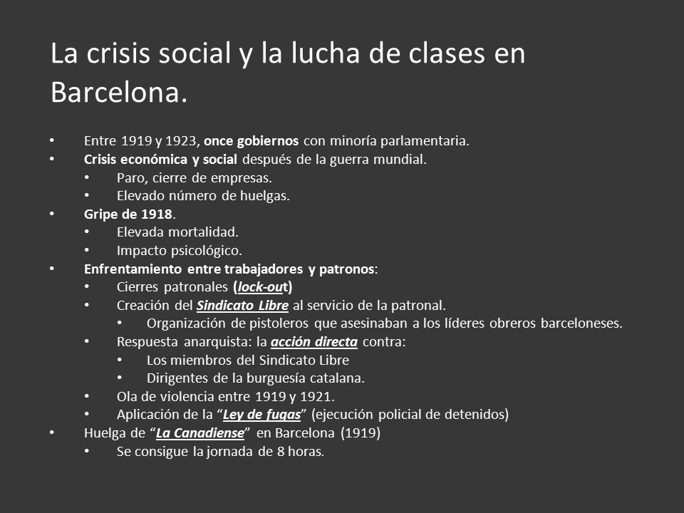 La crisis social y la lucha de clases en Barcelona.