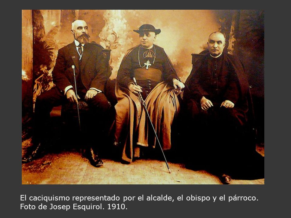 El caciquismo representado por el alcalde, el obispo y el párroco