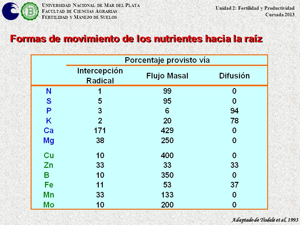 Formas de movimiento de los nutrientes hacia la raíz