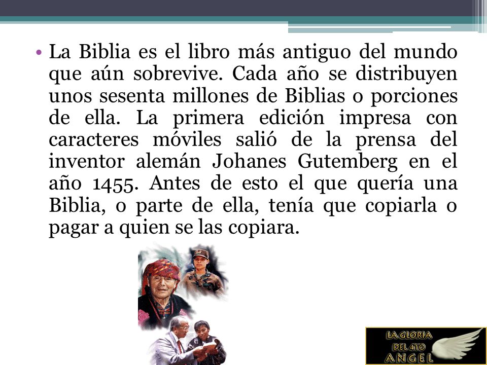 La Biblia es el libro más antiguo del mundo que aún sobrevive