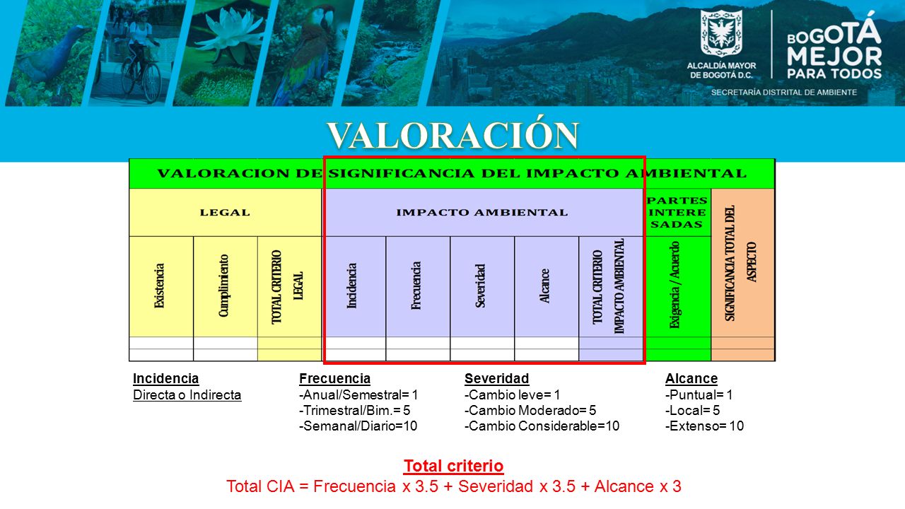 Total CIA = Frecuencia x Severidad x Alcance x 3