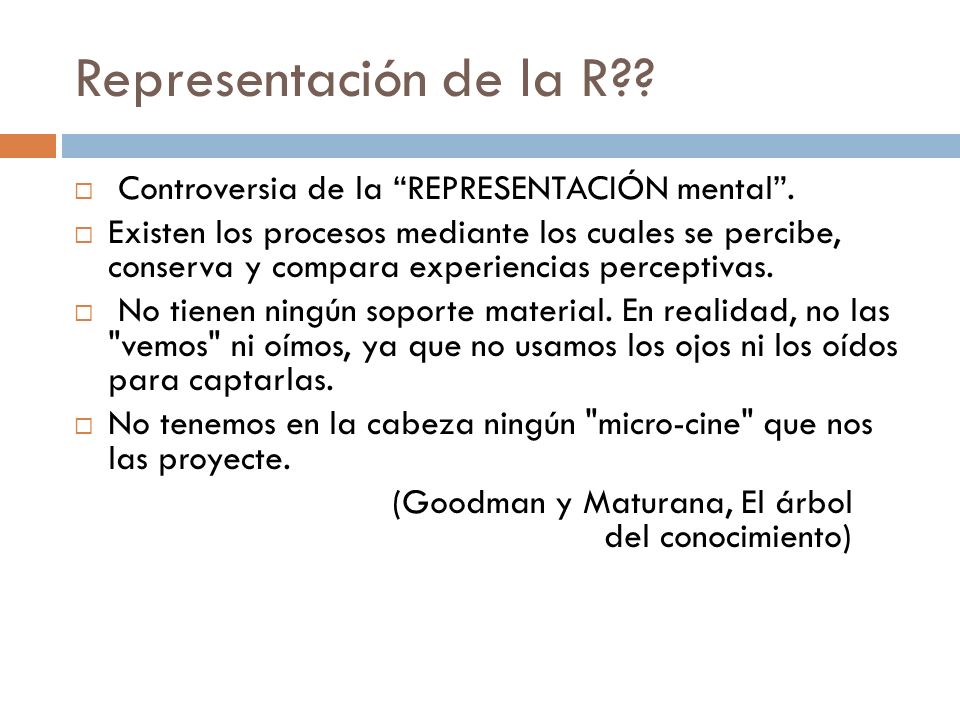 Representación de la R Controversia de la REPRESENTACIÓN mental .