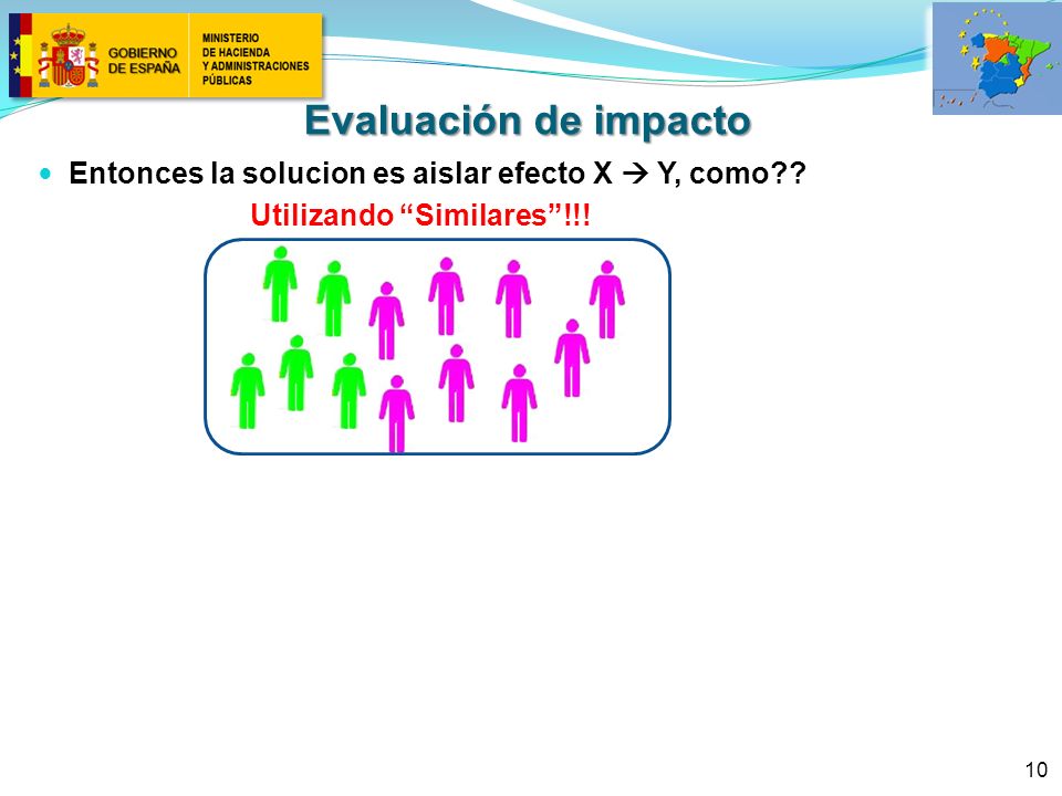 Evaluación de impacto Entonces la solucion es aislar efecto X  Y, como Utilizando Similares !!!