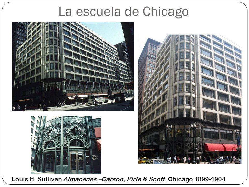 La escuela de Chicago Louis H. Sullivan Almacenes –Carson, Pirie & Scott. Chicago