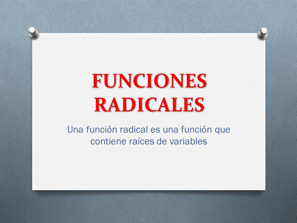 Una función radical es una función que contiene raíces de variables