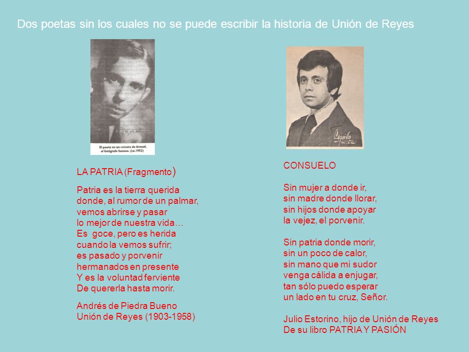 Dos poetas sin los cuales no se puede escribir la historia de Unión de Reyes