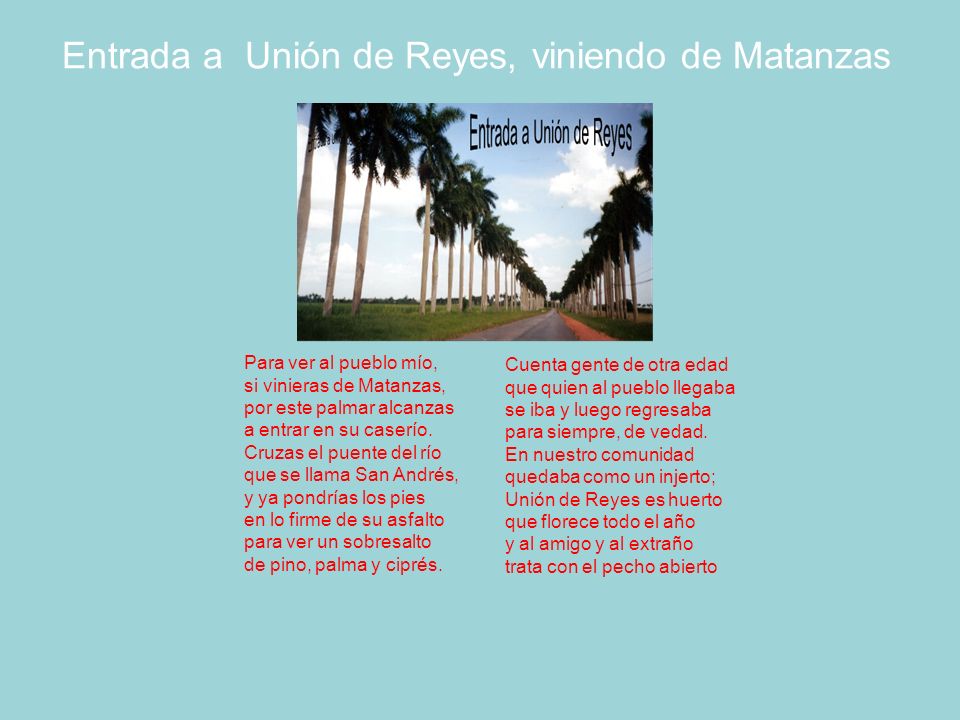 Entrada a Unión de Reyes, viniendo de Matanzas