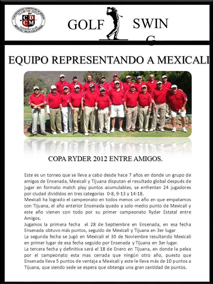 SWING GOLF EQUIPO REPRESENTANDO A MEXICALI