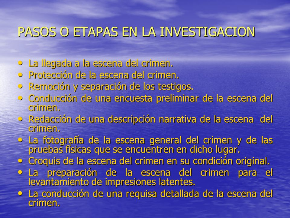 PASOS O ETAPAS EN LA INVESTIGACION