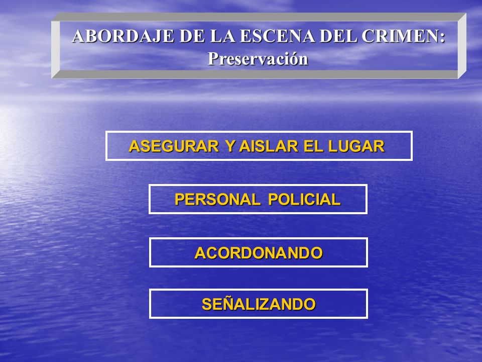 ABORDAJE DE LA ESCENA DEL CRIMEN: ASEGURAR Y AISLAR EL LUGAR