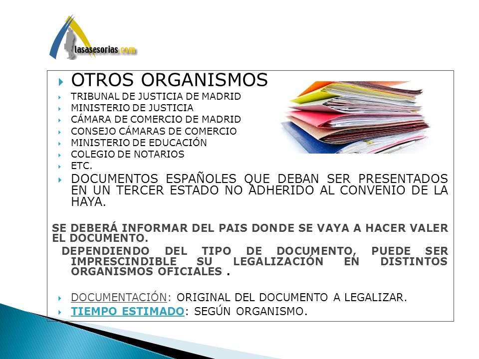 OTROS ORGANISMOS. TRIBUNAL DE JUSTICIA DE MADRID. MINISTERIO DE JUSTICIA. CÁMARA DE COMERCIO DE MADRID.