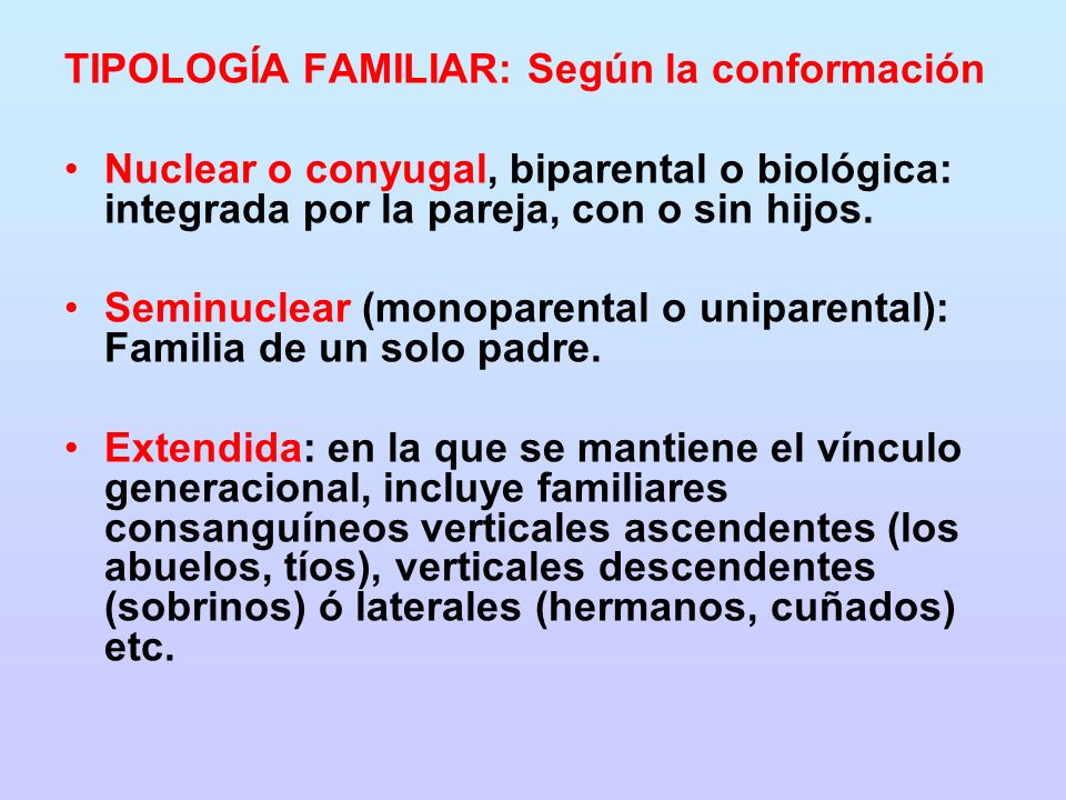 TIPOLOGÍA FAMILIAR: Según la conformación