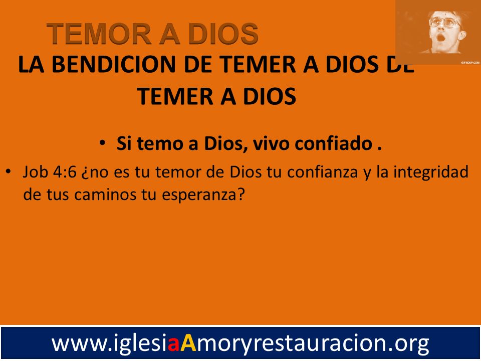 LA BENDICION DE TEMER A DIOS DE TEMER A DIOS