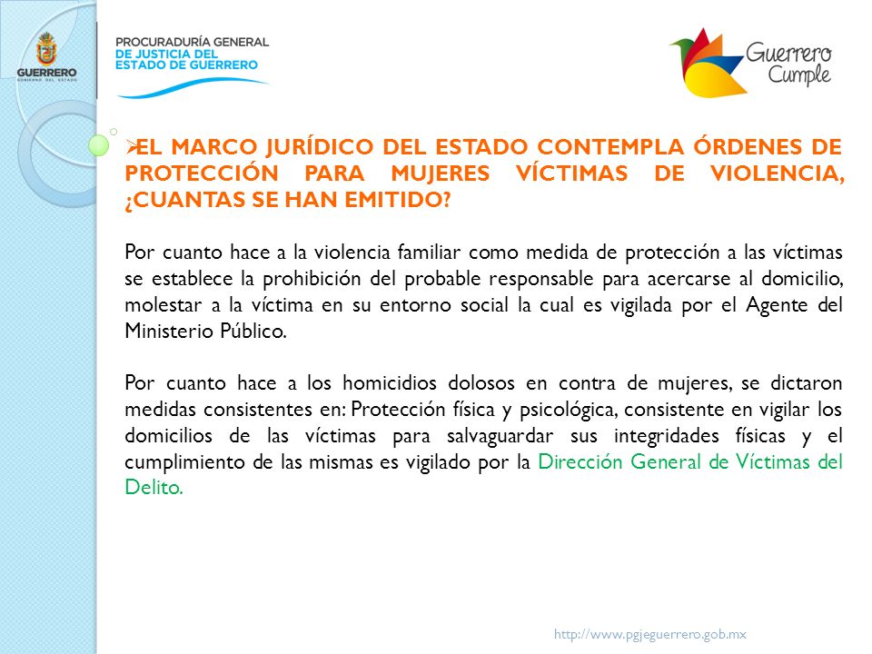 EL MARCO JURÍDICO DEL ESTADO CONTEMPLA ÓRDENES DE PROTECCIÓN PARA MUJERES VÍCTIMAS DE VIOLENCIA, ¿CUANTAS SE HAN EMITIDO