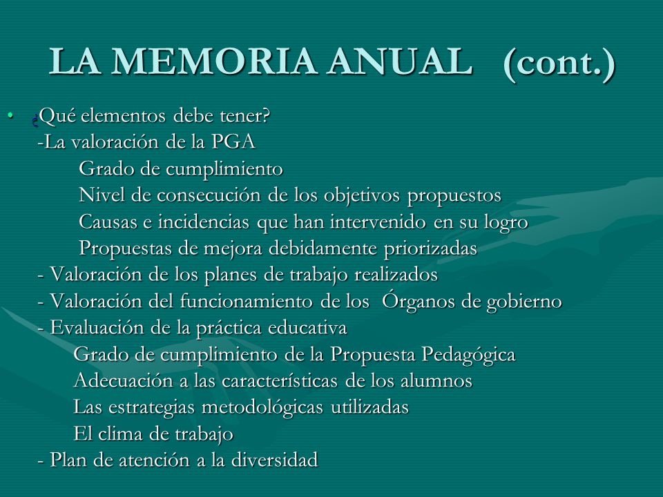 LA MEMORIA ANUAL (cont.)