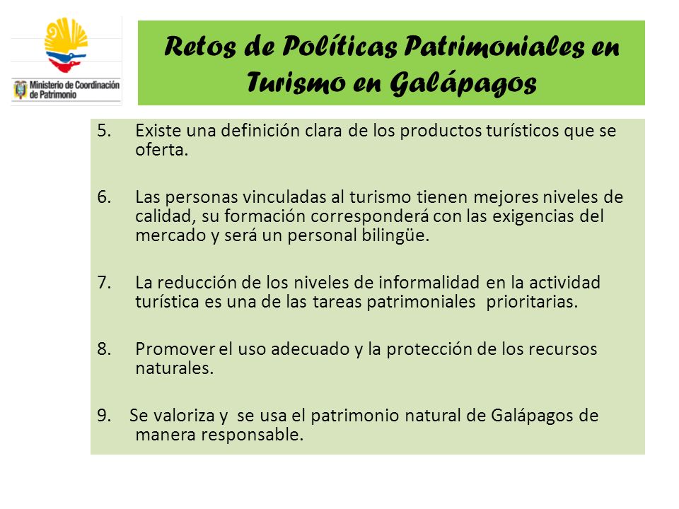 Retos de Políticas Patrimoniales en Turismo en Galápagos