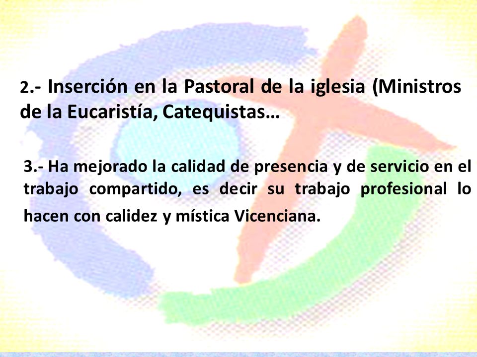 2.- Inserción en la Pastoral de la iglesia (Ministros de la Eucaristía, Catequistas…