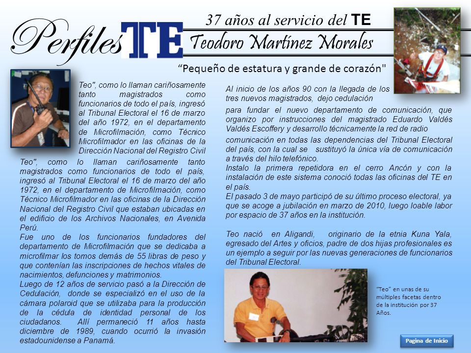 Perfiles Teodoro Martínez Morales 37 años al servicio del TE