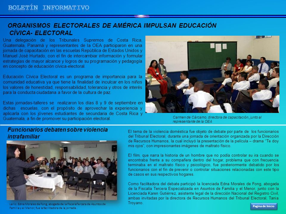 BOLETíN INFORMATIVO ORGANISMOS ELECTORALES DE AMÉRICA IMPULSAN EDUCACIÓN. CÍVICA- ELECTORAL.