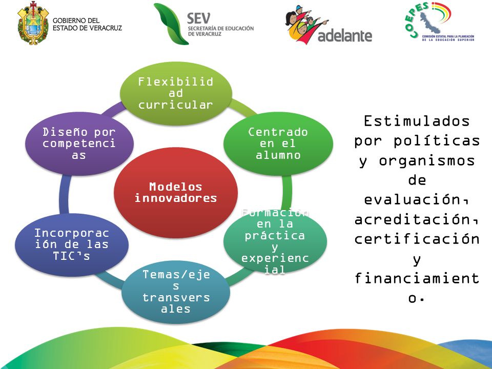 Modelos innovadores Flexibilidad curricular. Centrado en el alumno. Formación en la práctica y experiencial.