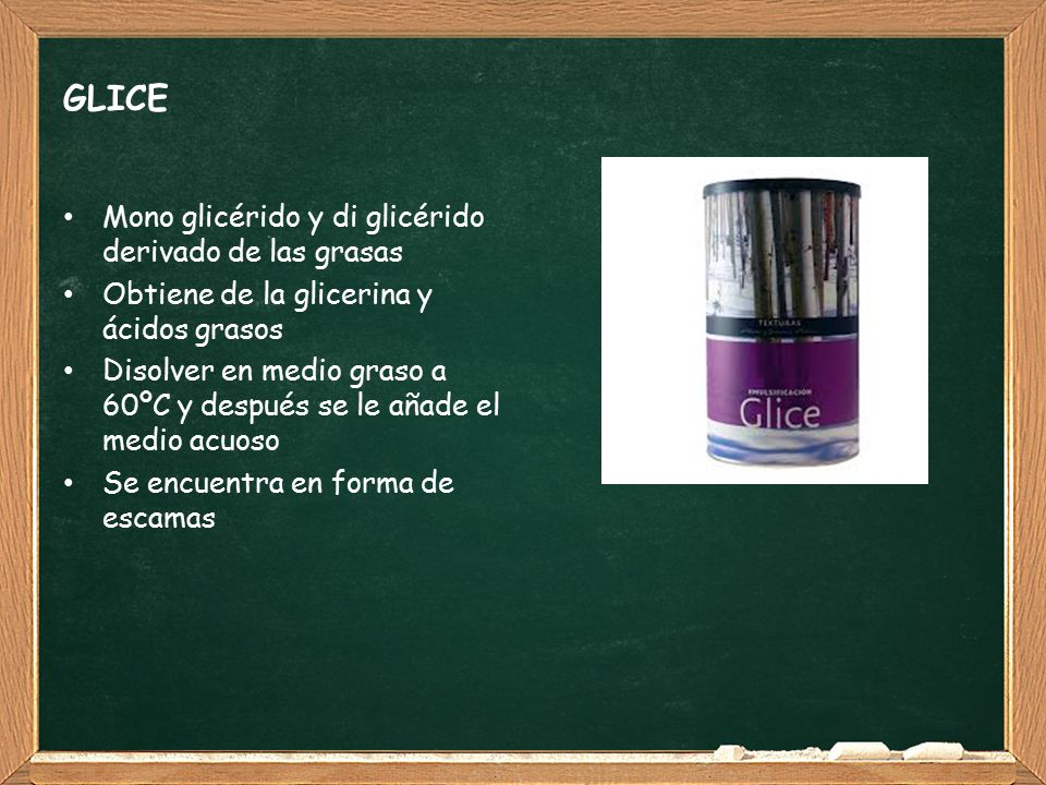 GLICE Mono glicérido y di glicérido derivado de las grasas