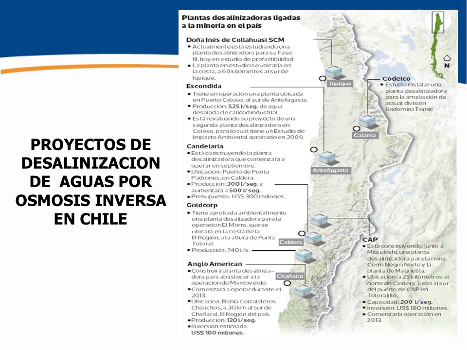 PROYECTOS DE DESALINIZACION DE AGUAS POR OSMOSIS INVERSA EN CHILE