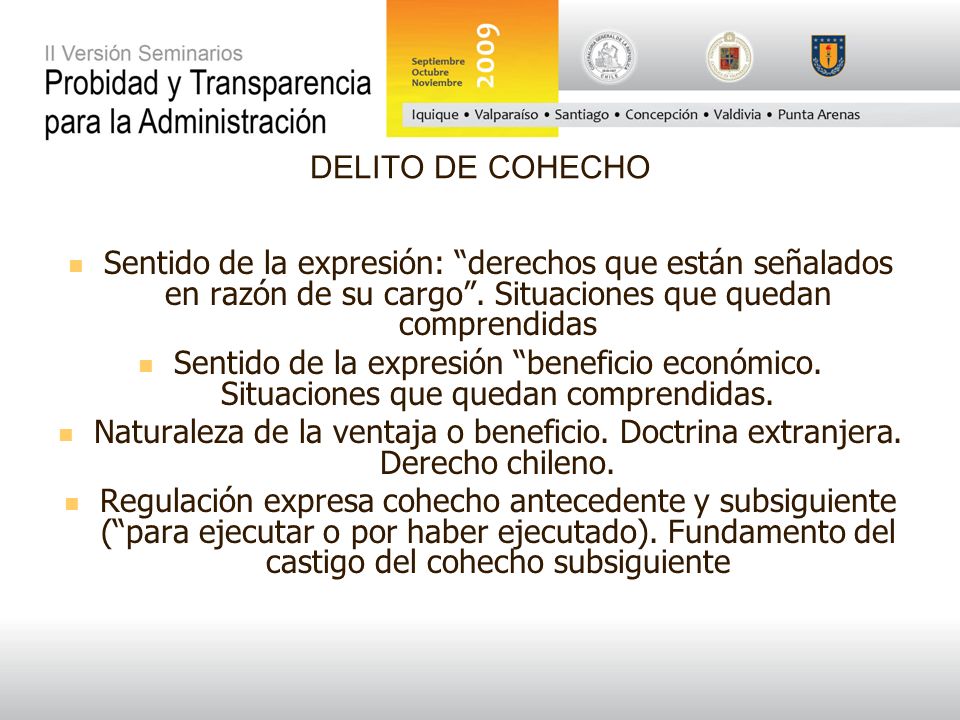 DELITO DE COHECHO Sentido de la expresión: derechos que están señalados en razón de su cargo . Situaciones que quedan comprendidas.