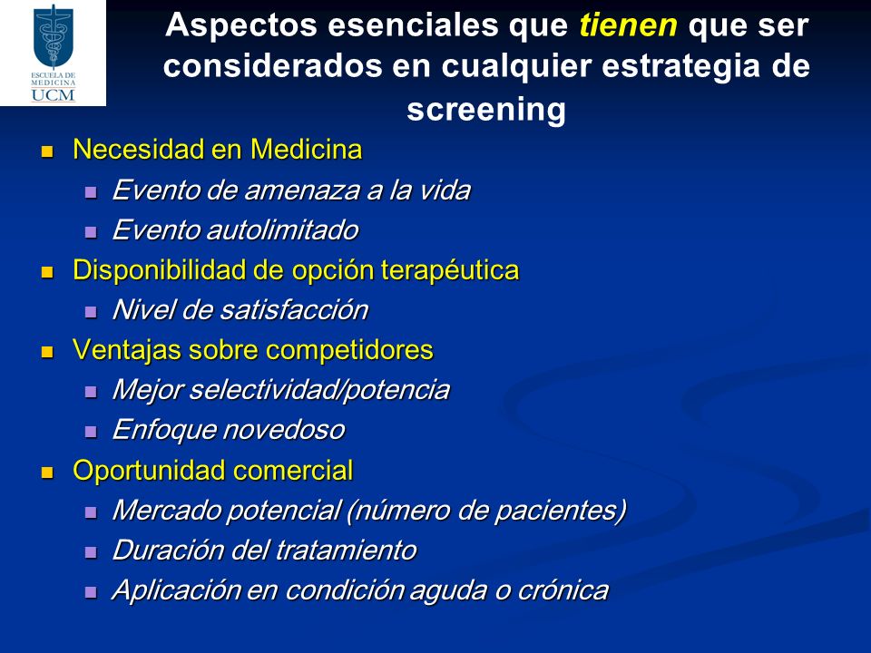 Aspectos esenciales que tienen que ser considerados en cualquier estrategia de screening