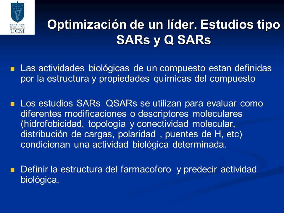 Optimización de un líder. Estudios tipo SARs y Q SARs