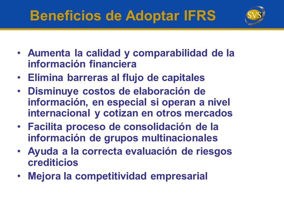 Beneficios de Adoptar IFRS