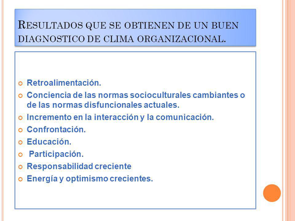 Resultados que se obtienen de un buen diagnostico de clima organizacional.