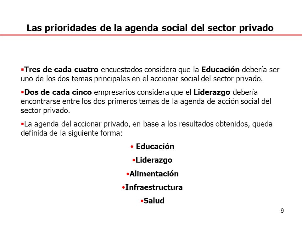 Las prioridades de la agenda social del sector privado