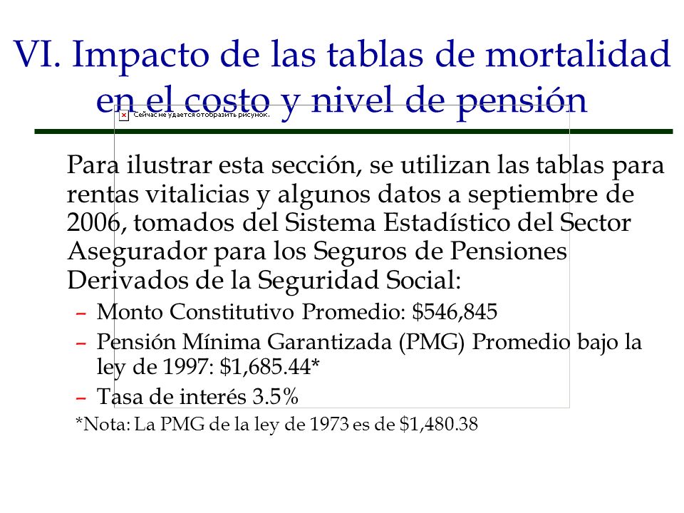 VI. Impacto de las tablas de mortalidad en el costo y nivel de pensión