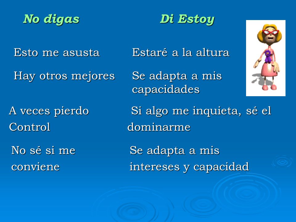 No digas Di Estoy Esto me asusta Estaré a la altura