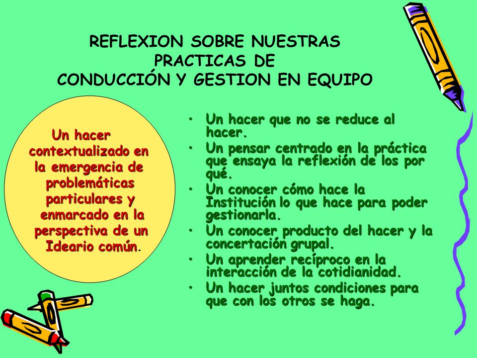 REFLEXION SOBRE NUESTRAS PRACTICAS DE CONDUCCIÓN Y GESTION EN EQUIPO