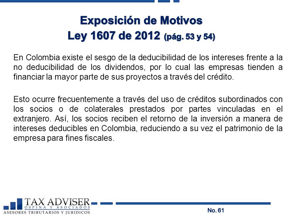 Exposición de Motivos Ley 1607 de 2012 (pág. 53 y 54)
