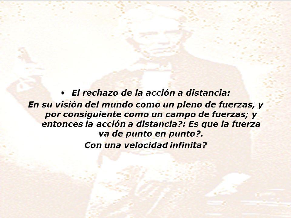 El rechazo de la acción a distancia: Con una velocidad infinita
