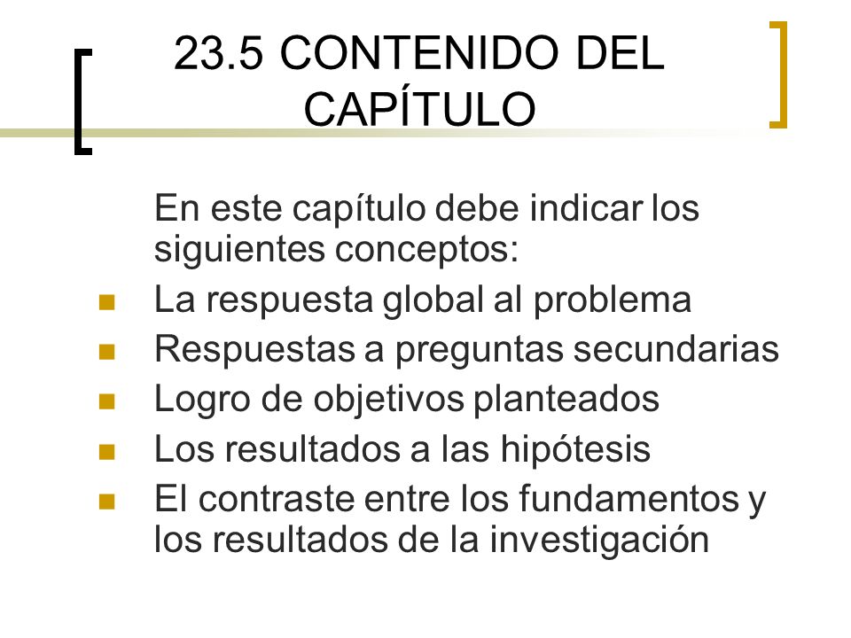 23.5 CONTENIDO DEL CAPÍTULO
