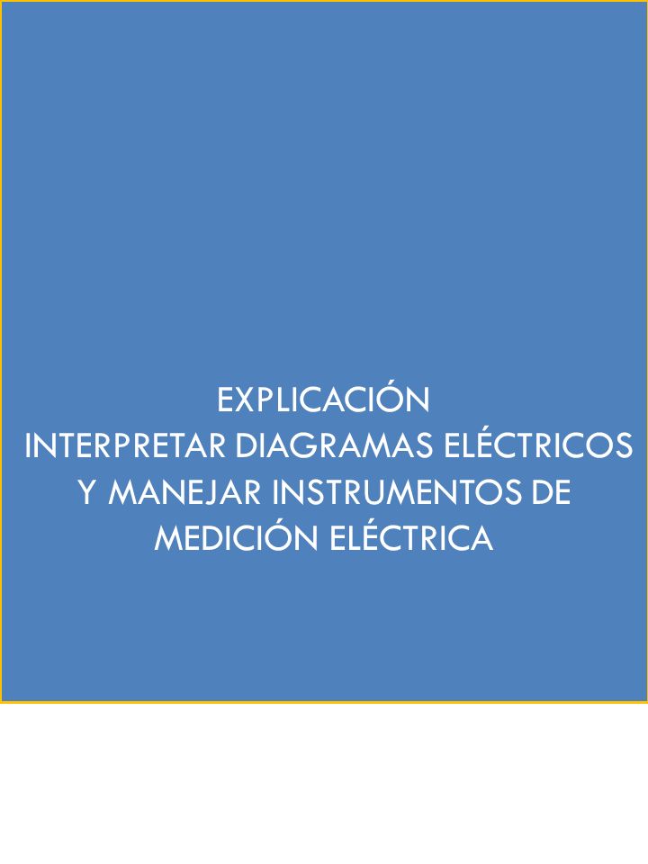 EXPLICACIÓN INTERPRETAR DIAGRAMAS ELÉCTRICOS Y MANEJAR INSTRUMENTOS DE MEDICIÓN ELÉCTRICA