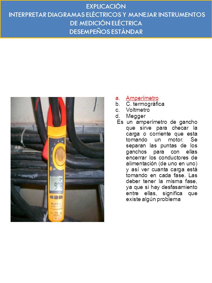 EXPLICACIÓN INTERPRETAR DIAGRAMAS ELÉCTRICOS Y MANEJAR INSTRUMENTOS DE MEDICIÓN ELÉCTRICA
