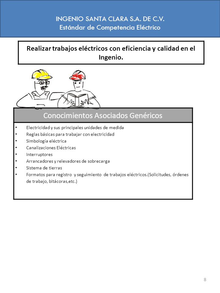 Realizar trabajos eléctricos con eficiencia y calidad en el Ingenio.